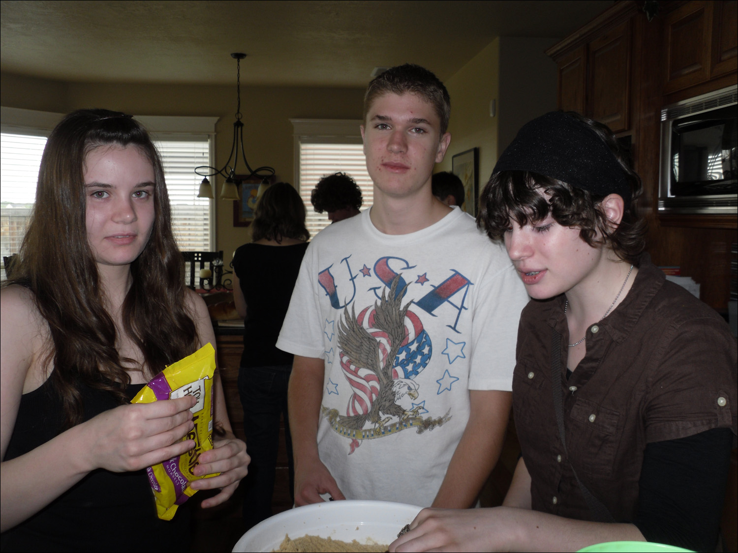 At the Bruton's home in Meridian Idaho; L-R Catherine, Daniel, & Anna Bruton